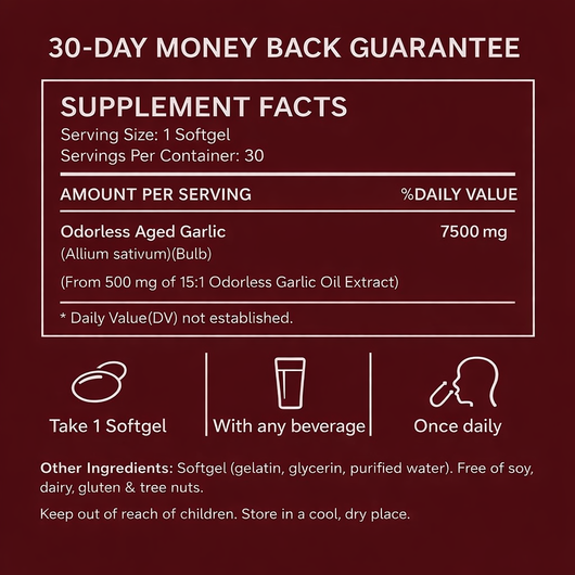 Odorless Aged Garlic Extract — Heart & Cholesterol Support Softgels