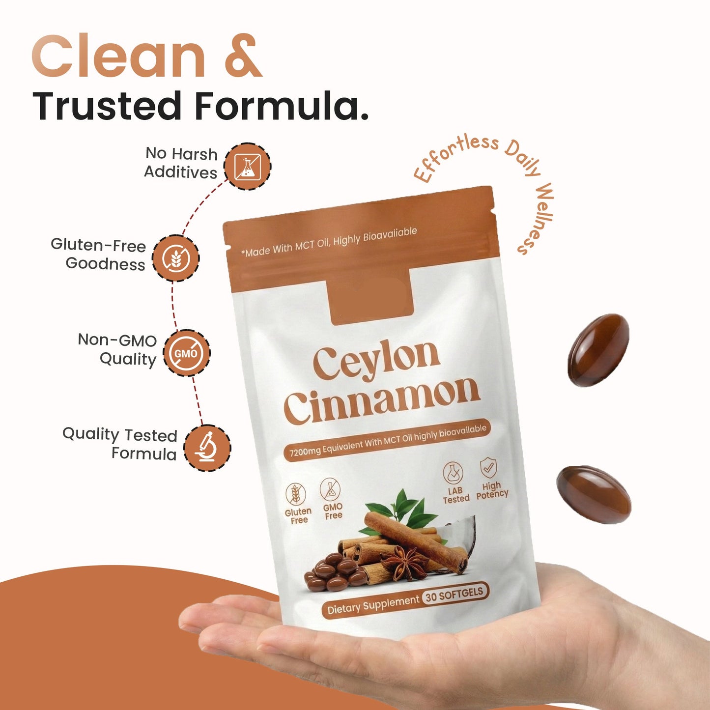 Ceylon Cinnamon 7200mg Equivalent with MCT Oil